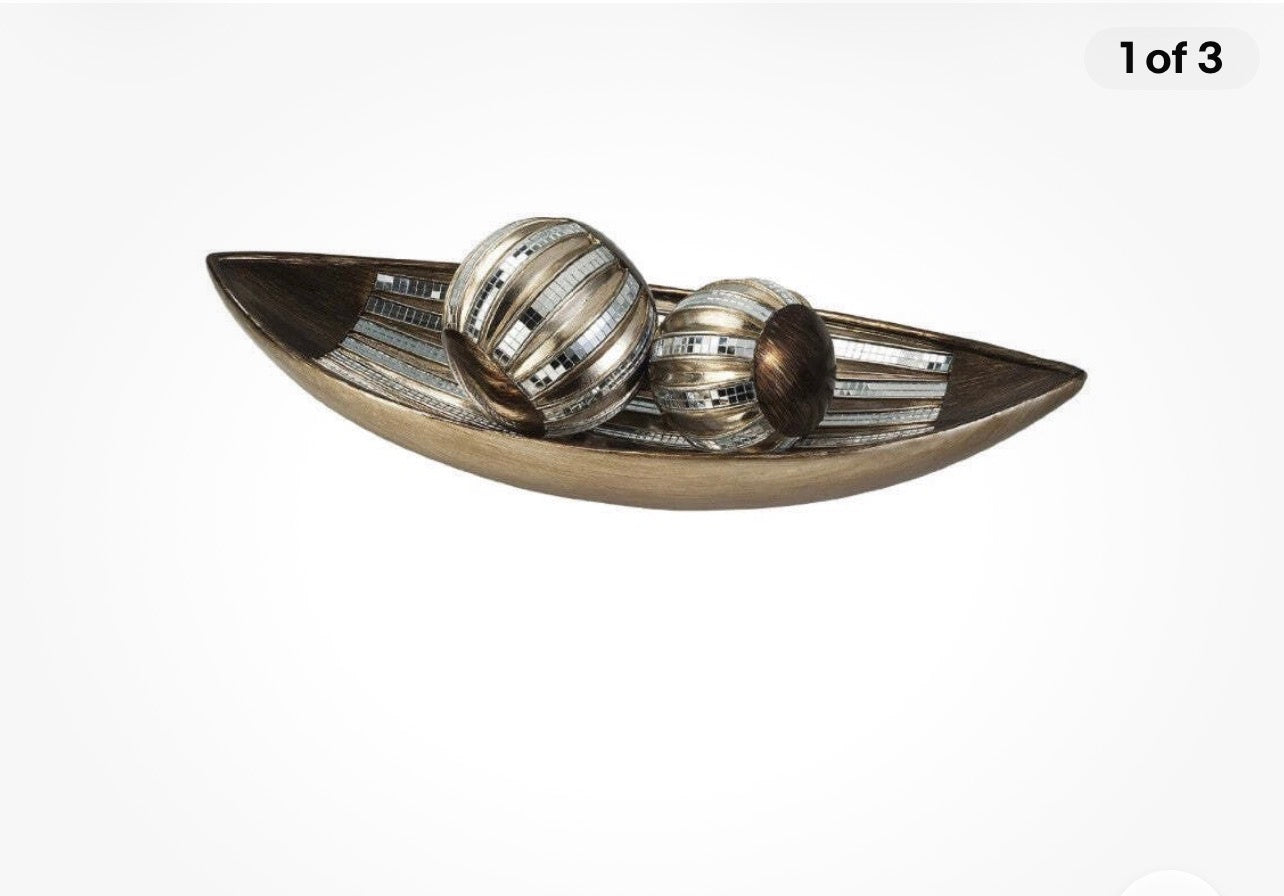 22 inches length metallic House decorative bowl with shperes