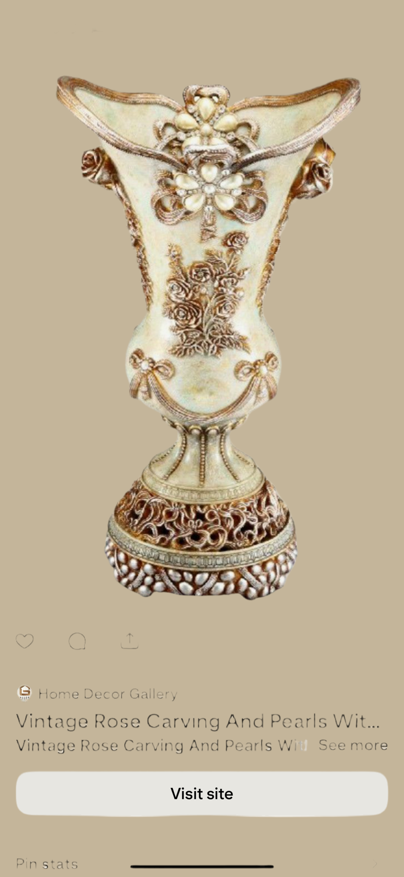 Vintage Rose collection Vase with pearls and crystal