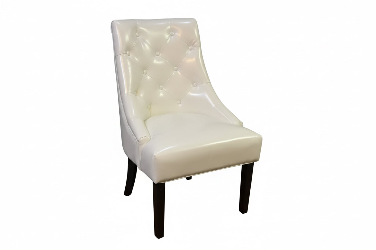 White leather Baney chair, set up four