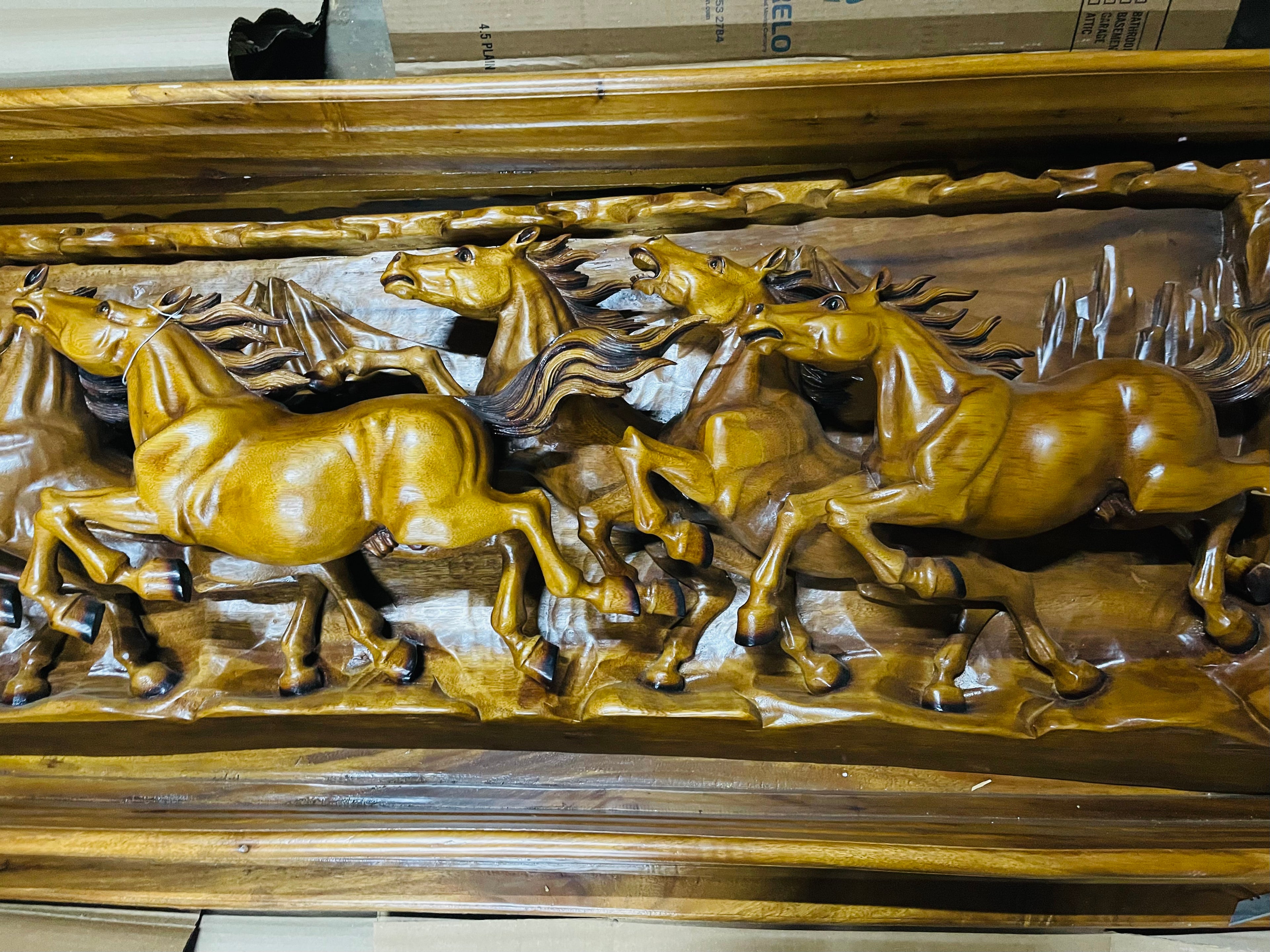 8 Hours Running in teak wood from Indonesia handmad.          90”x33”x8”