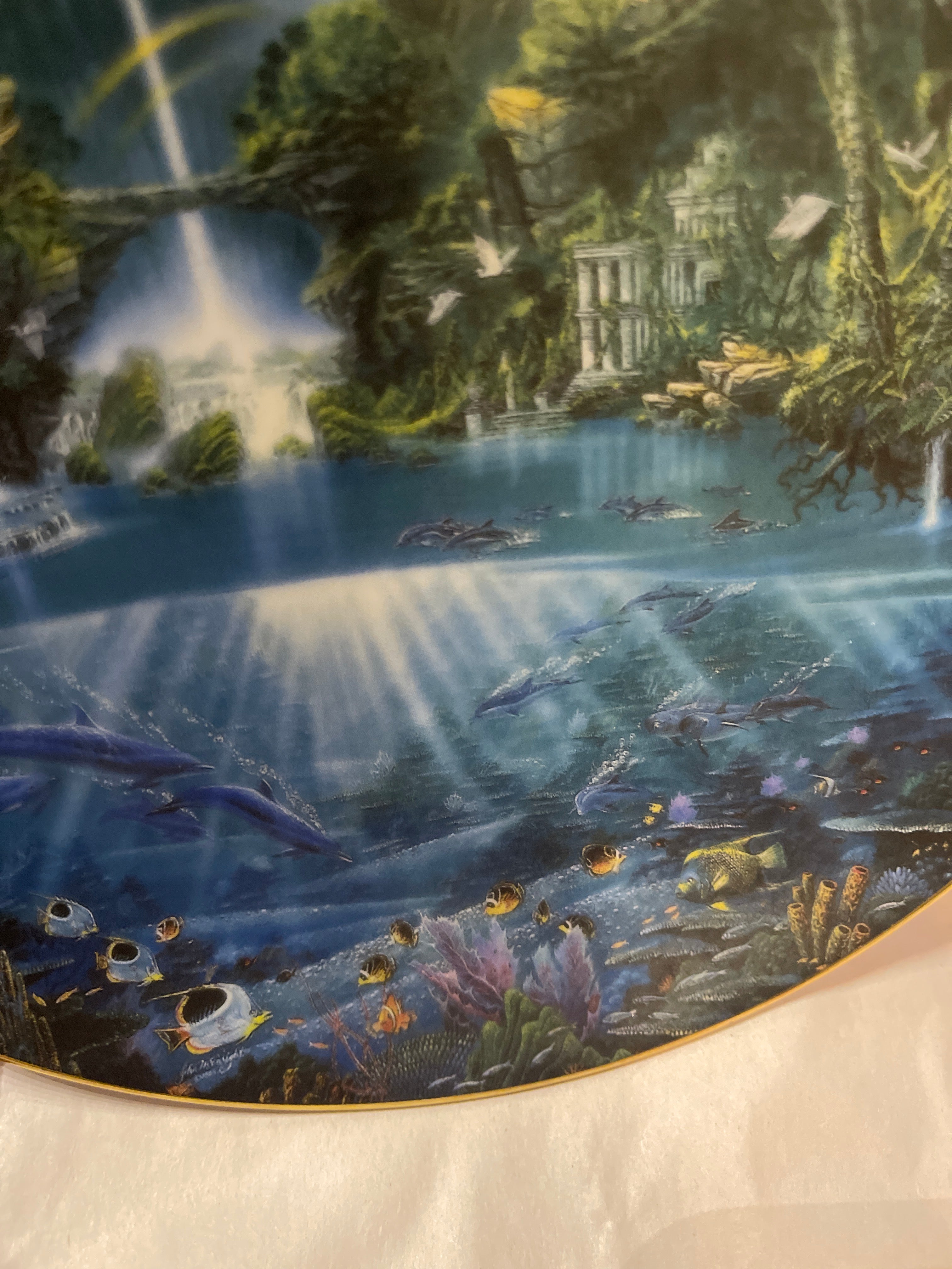 Hamilton Collection Porcelain Collection Plate Sanctuary of the Dolphin by John Enright from Enchanted Seascapes