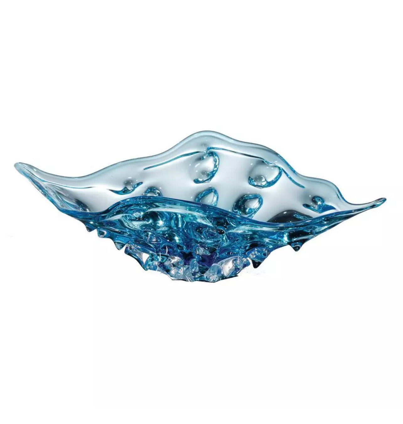Aqua Blue Ocean Water Shell Glass decorating Bowl